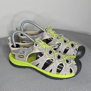 Keen Whisper Womens Size 7 Sandals Grey/Green Bungee Cord Water Shoes‎